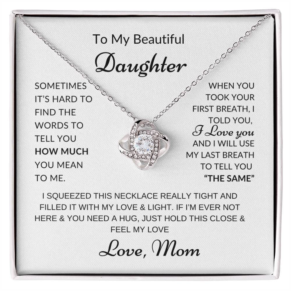 Daughter - First & Last Breath - Love Mom, Necklace