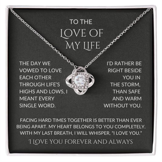 Love of My Life | Message Card Love Knot Pendant |