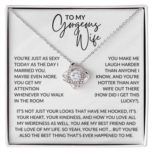 You're Hot My Gorgeous Wife | Love Knot Pendant Message Card | MBB075