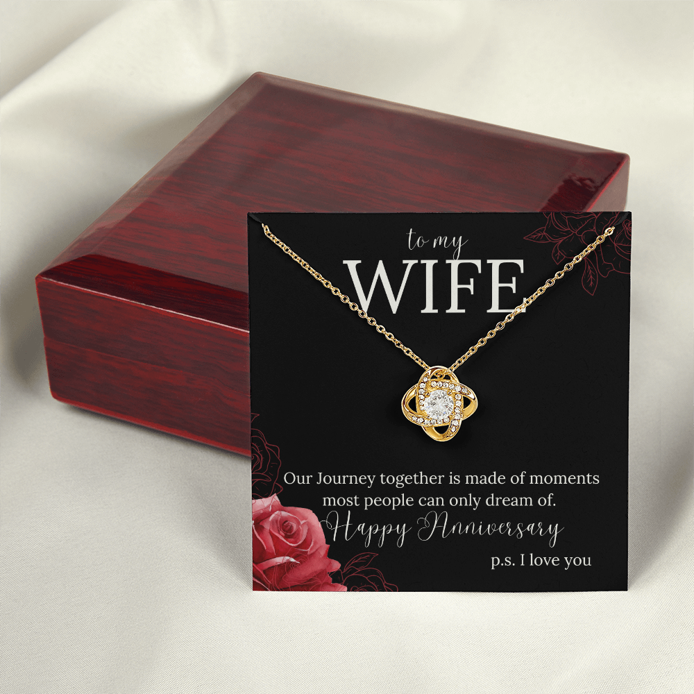 To My Wife, Happy Anniversary Necklace and Heartfelt Message Card. P.s. I Love You