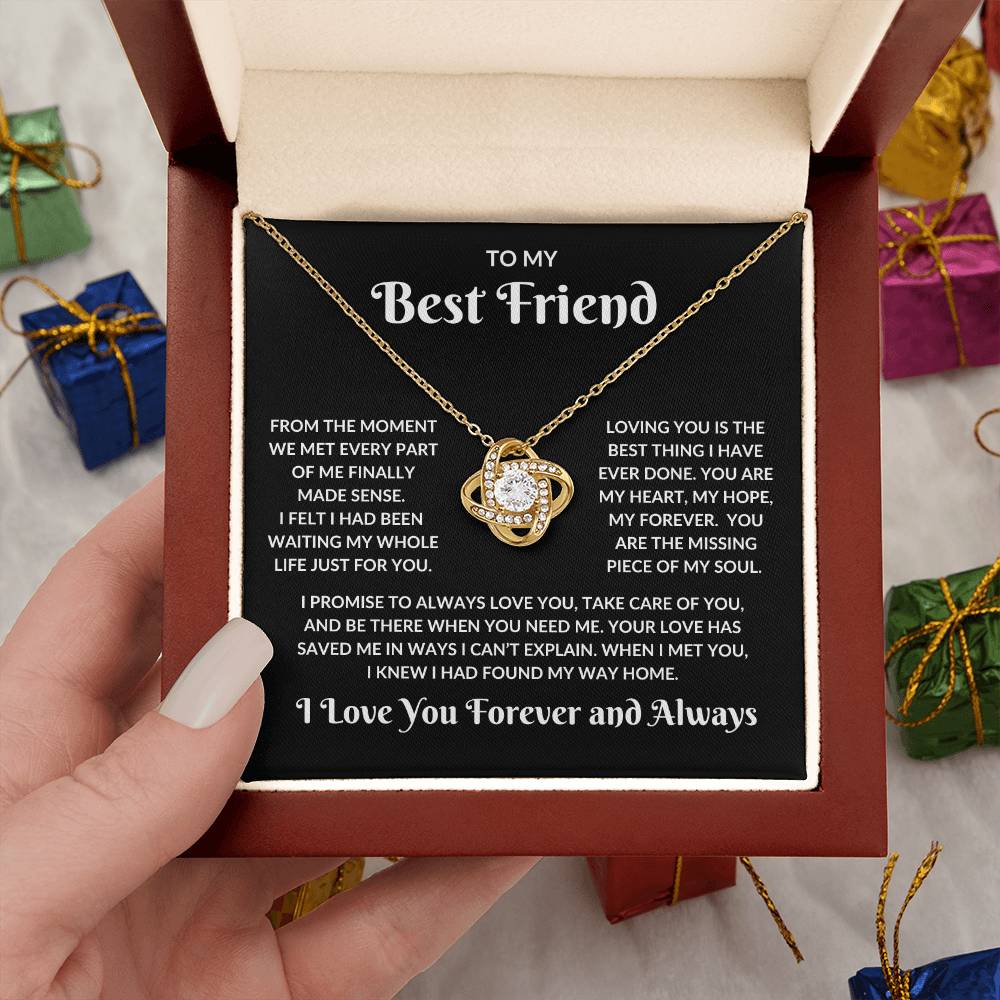 “To My Best Friend: A Gift that Speaks from the Heart💞  Love Knot and Message Card