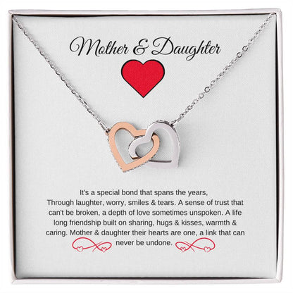 Mother & Daughter | Infinite Love Necklace | Beautiful Bond That Spans The Years - Interlocking Hearts Necklace - BespokeBliss