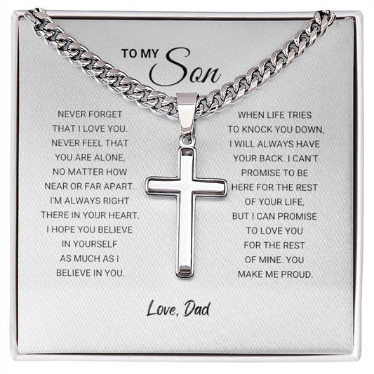 Son, Artisan Cross Necklace, Love Dad
