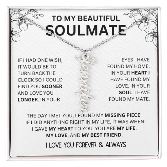 To My Beautiful Soulmate, One Wish | Name Necklace