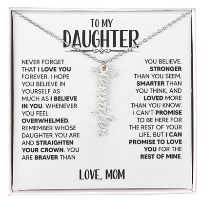 To My Daughter, Love Mom, Name Necklace