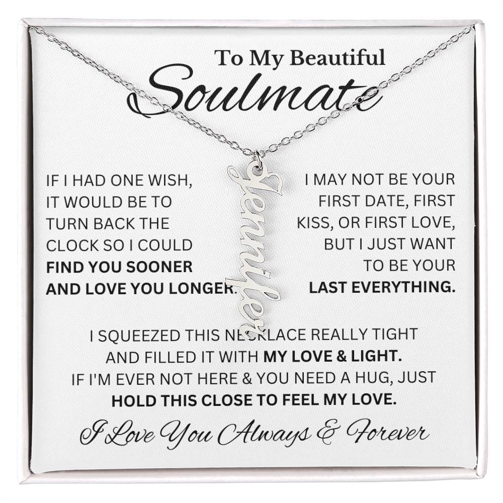 My Beautiful Soulmate | Name Necklace | For Her, Your Soulmate, Message Card