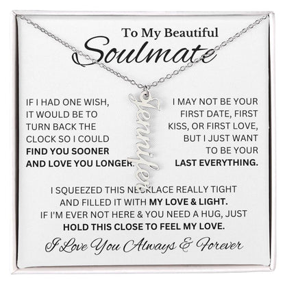 My Beautiful Soulmate | Name Necklace | For Her, Your Soulmate, Message Card