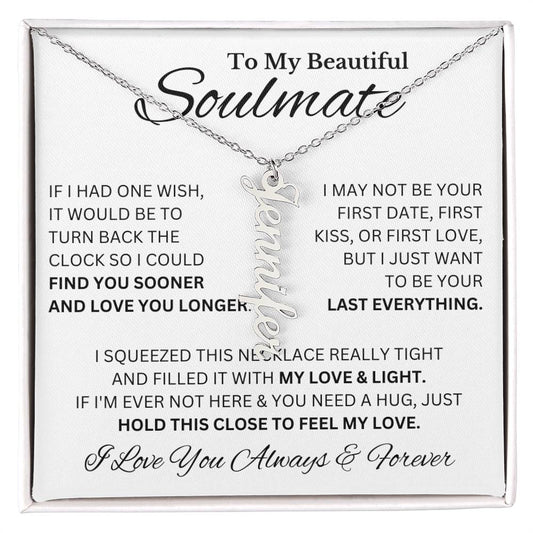 My Beautiful Soulmate | Name Necklace | For Her, Your Soulmate, Message Card