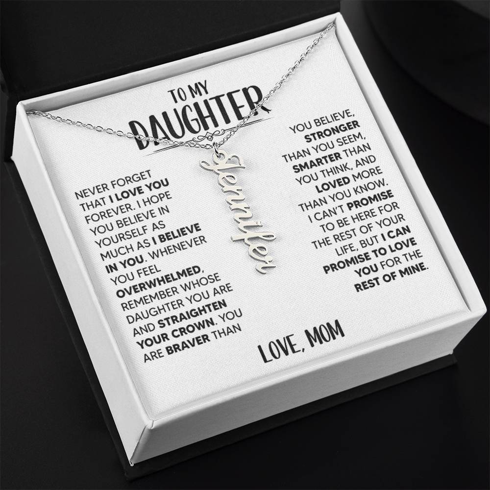 To My Daughter, Love Mom, Name Necklace