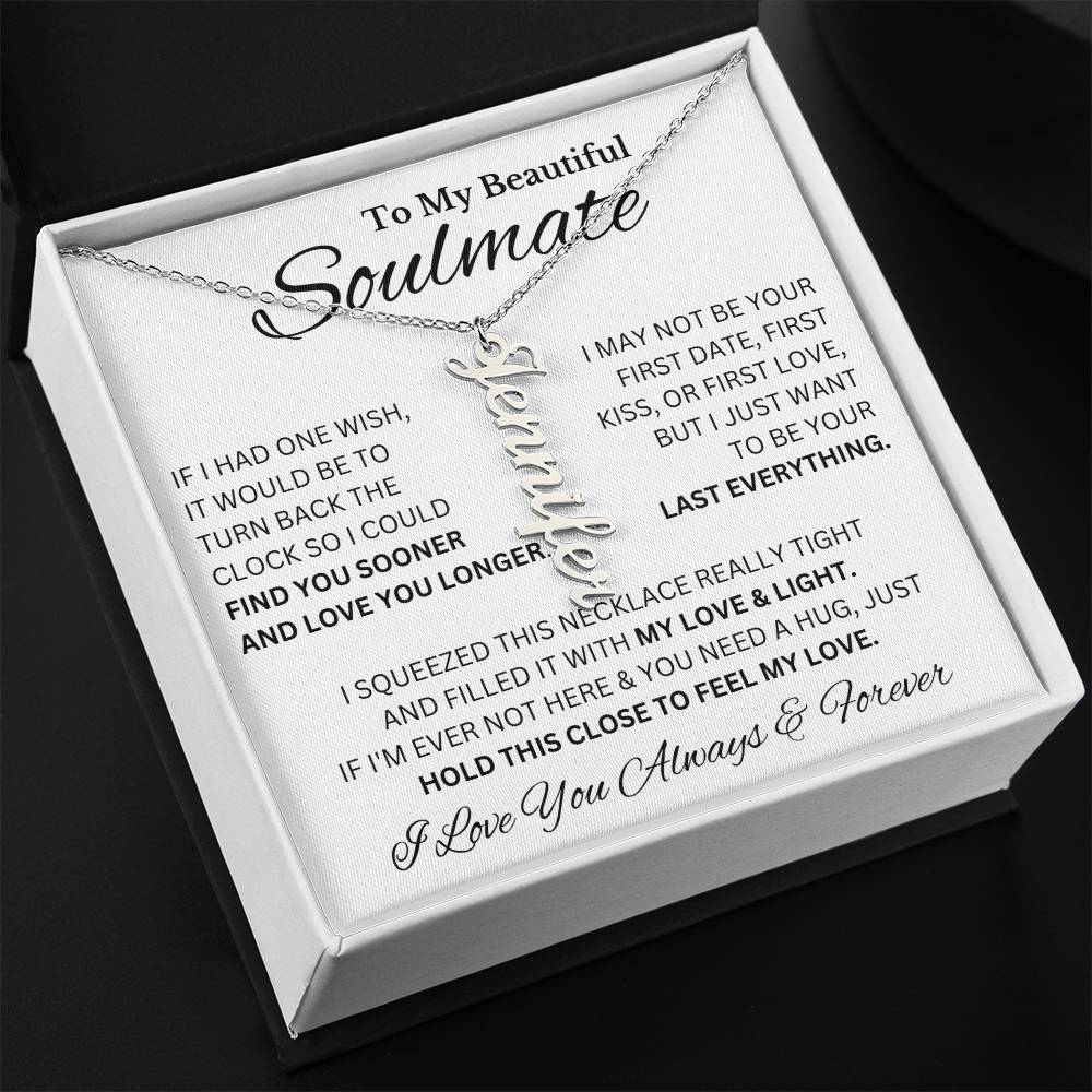 My Beautiful Soulmate | Name Necklace | For Her, Your Soulmate, Message Card