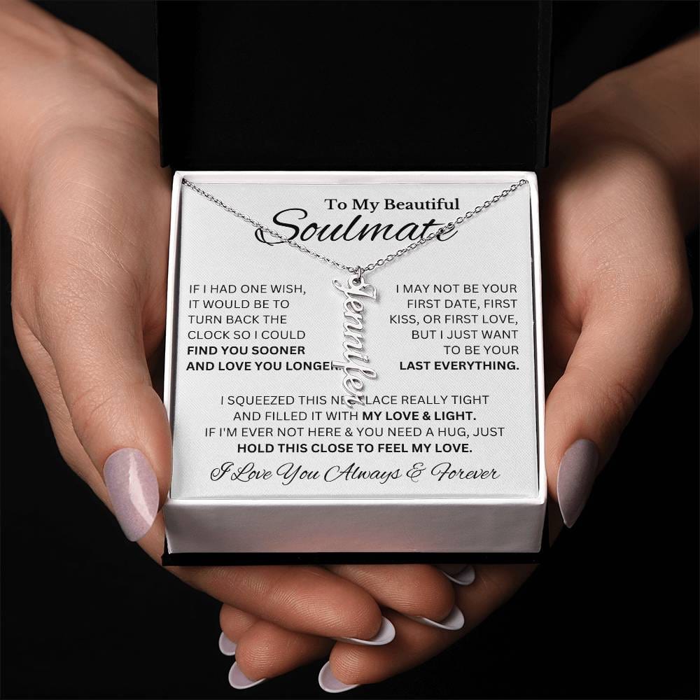 My Beautiful Soulmate | Name Necklace | For Her, Your Soulmate, Message Card