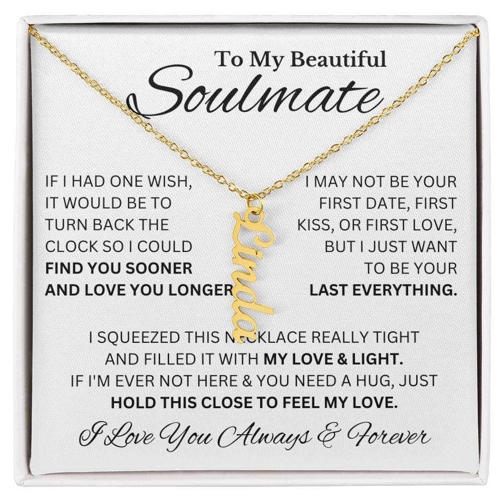 My Beautiful Soulmate | Name Necklace | For Her, Your Soulmate, Message Card