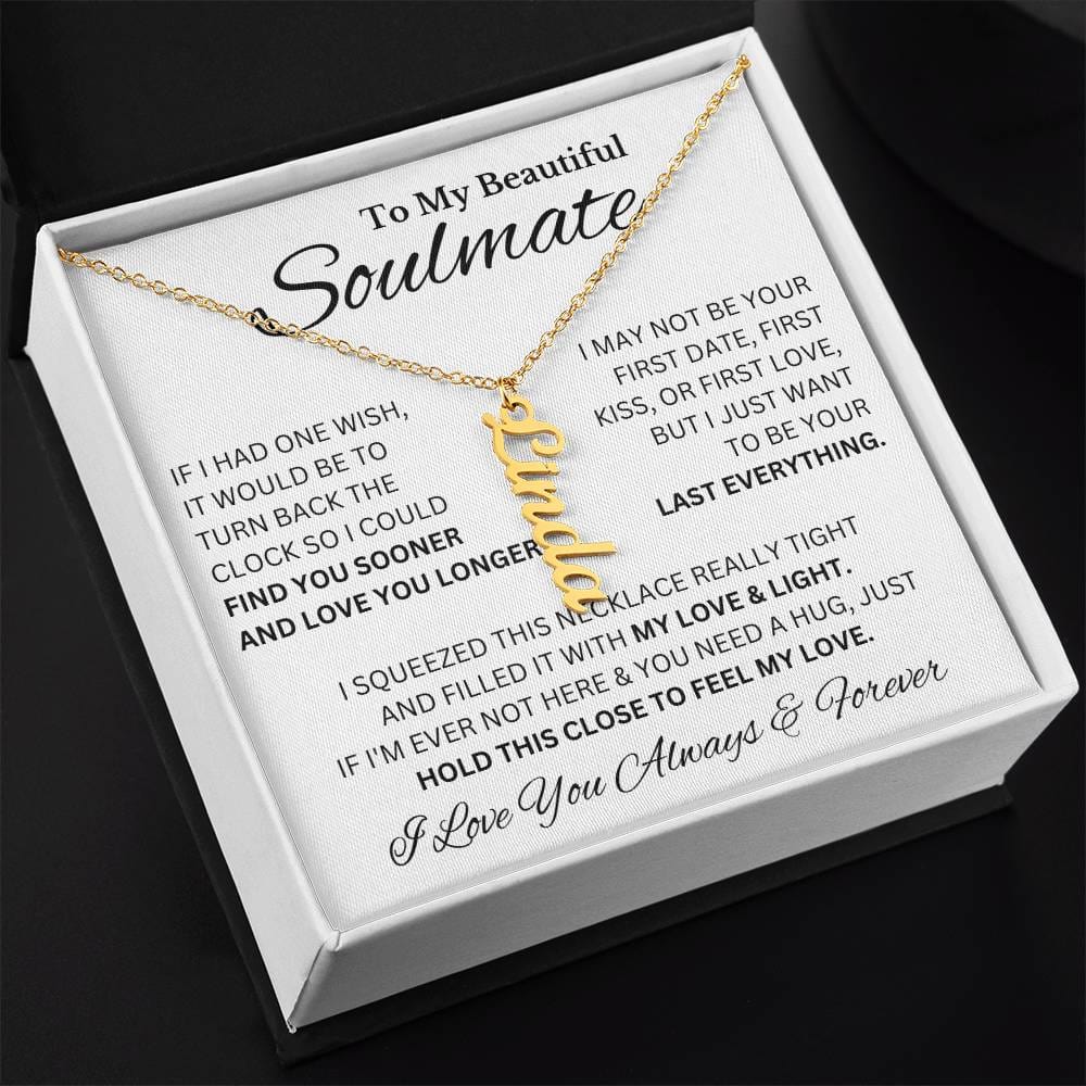 My Beautiful Soulmate | Name Necklace | For Her, Your Soulmate, Message Card