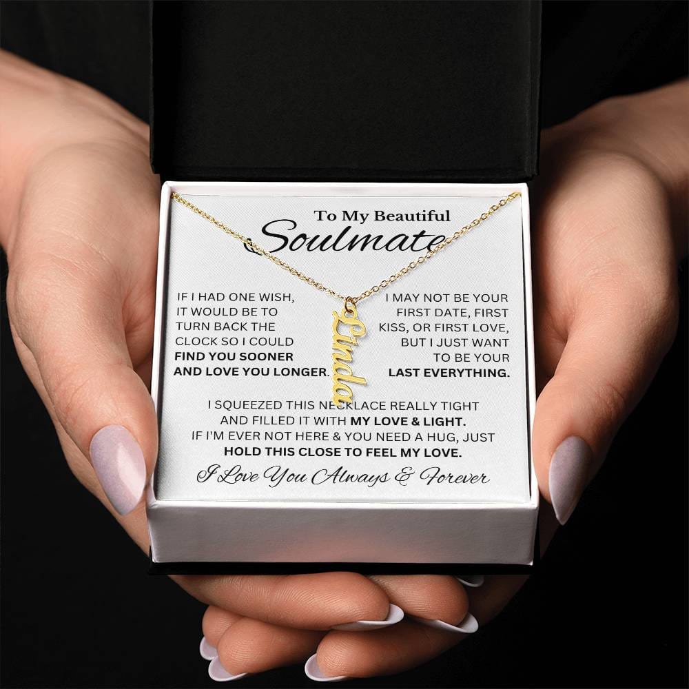 My Beautiful Soulmate | Name Necklace | For Her, Your Soulmate, Message Card