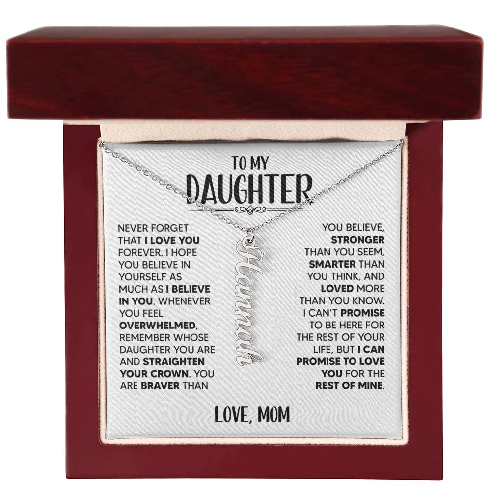 To My Daughter, Love Mom, Name Necklace