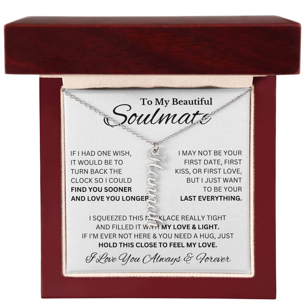 My Beautiful Soulmate | Name Necklace | For Her, Your Soulmate, Message Card