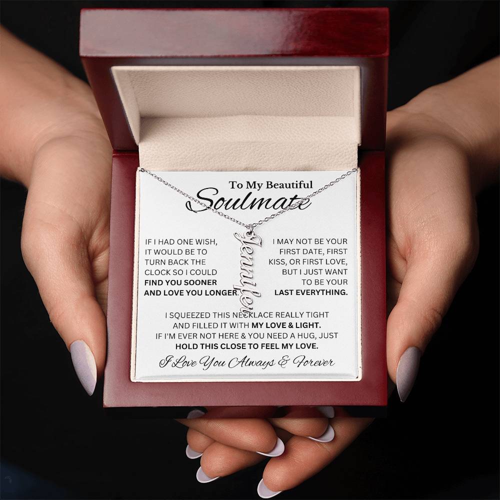 My Beautiful Soulmate | Name Necklace | For Her, Your Soulmate, Message Card