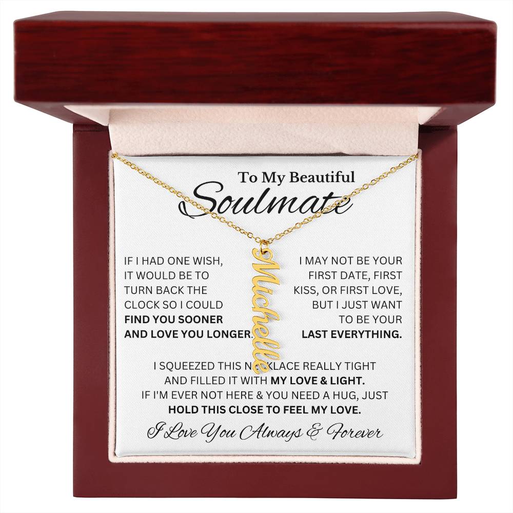 My Beautiful Soulmate | Name Necklace | For Her, Your Soulmate, Message Card