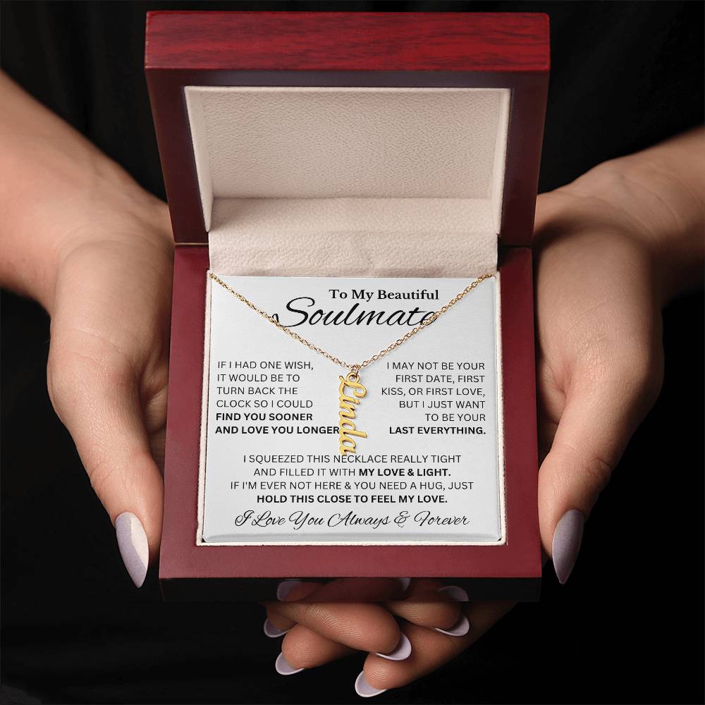 My Beautiful Soulmate | Name Necklace | For Her, Your Soulmate, Message Card