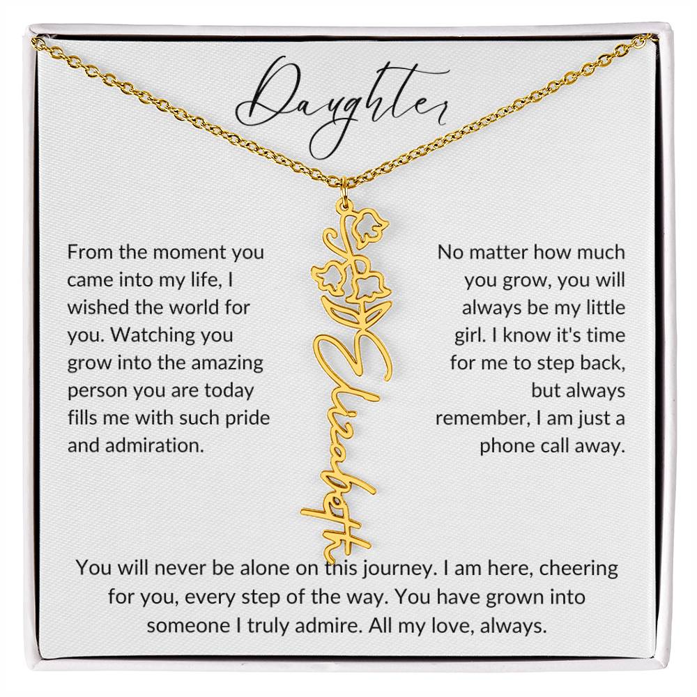 Personalized, Birth Flower Necklace Message Card, Daughter All My Love MBB084