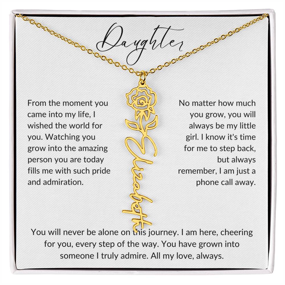 Personalized, Birth Flower Necklace Message Card, Daughter All My Love MBB084