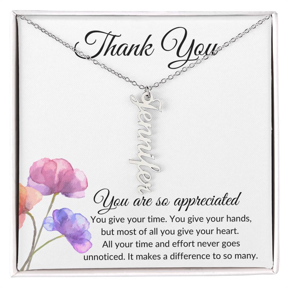 Personalized Thank you Necklace | Volunteer Gift |Introducing the perfect heartfelt thank-you | exquisite Personalized Name Necklace! 🎁 - BespokeBliss