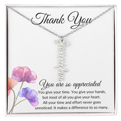 Personalized Thank you Necklace | Volunteer Gift |Introducing the perfect heartfelt thank-you | exquisite Personalized Name Necklace! 🎁 - BespokeBliss