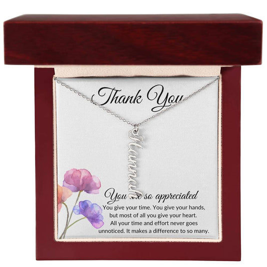 Personalized Thank you Necklace | Volunteer Gift |Introducing the perfect heartfelt thank-you | exquisite Personalized Name Necklace! 🎁 - BespokeBliss