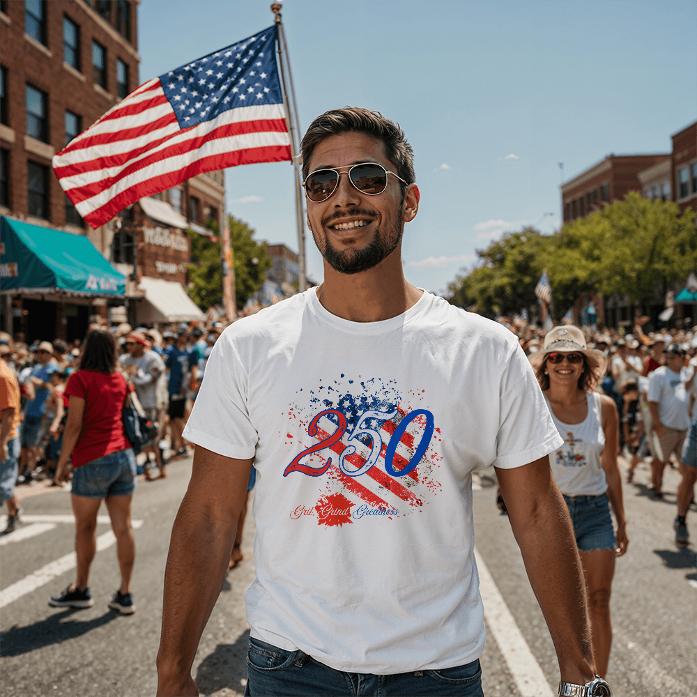 250 Years of celebrating Grind, Grit and Greatness, Happy Birthday USA Tshirt