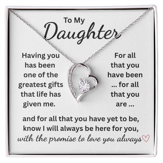 Daughter Gift, Message Card and Necklace. Daughter I Love Who You Are.