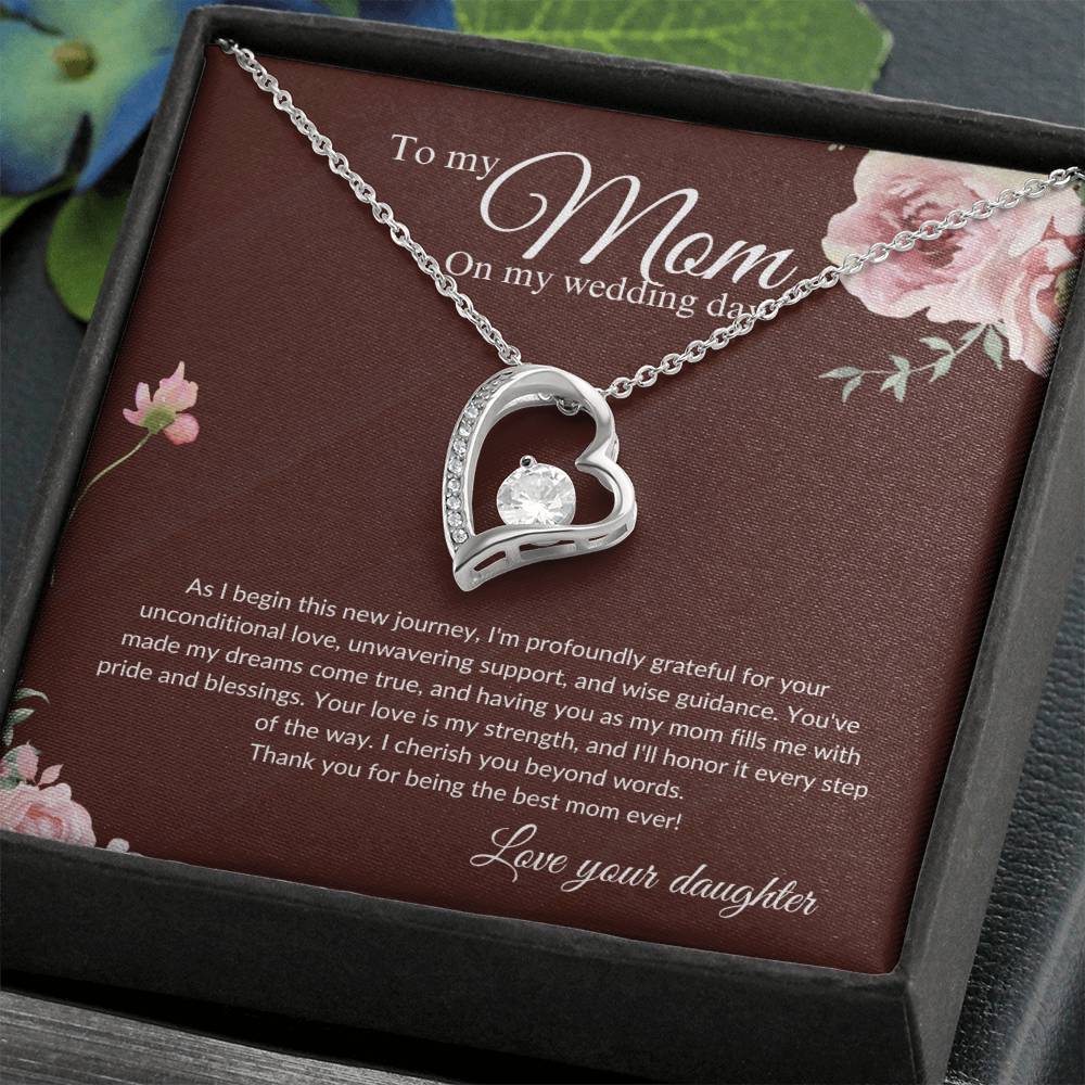 Mother of the Bride Gift from Daughter | Mother of the Bride Necklace from Bride | Forever Love Necklace Mom of Bride | Gift To Mom from Bride - BespokeBliss