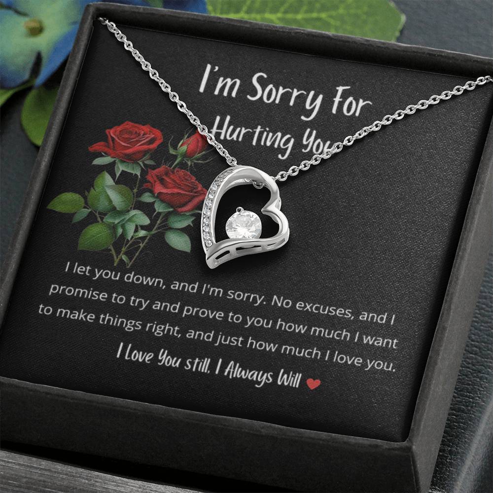 I am So Sorry, Roses, Heart, Necklace for Her