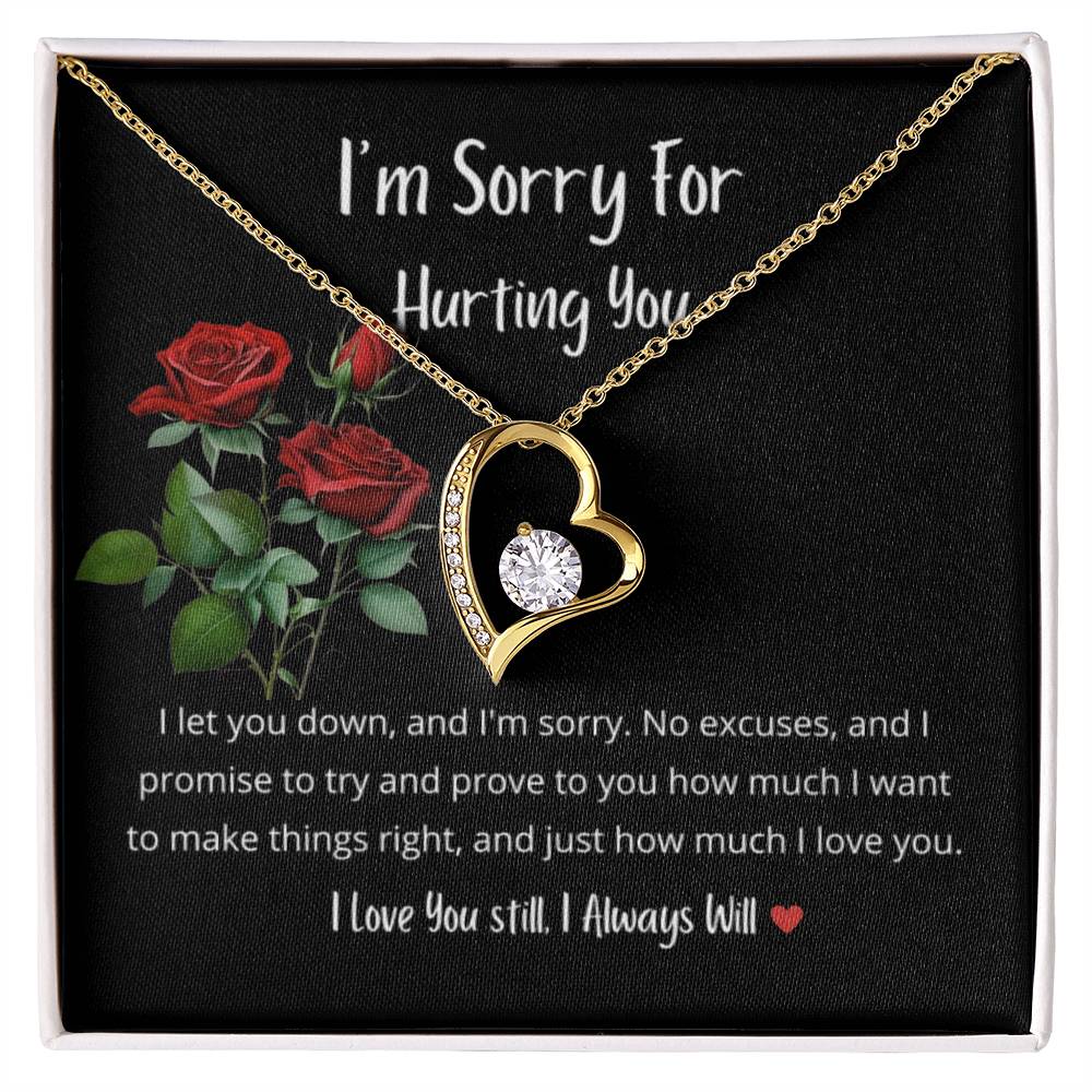 I am So Sorry, Roses, Heart, Necklace for Her