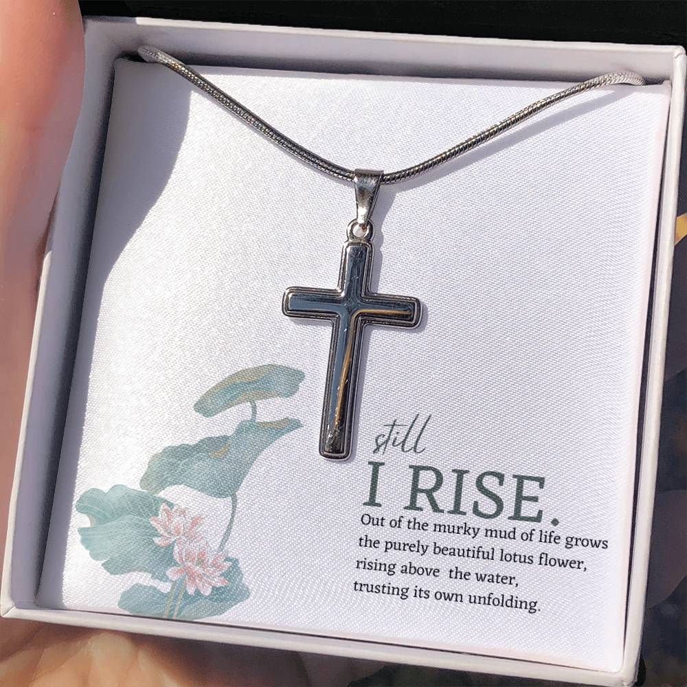Stunningly Simple Cross | Friend Gift | Inspirational Still I Rise Cross Necklace - BespokeBliss