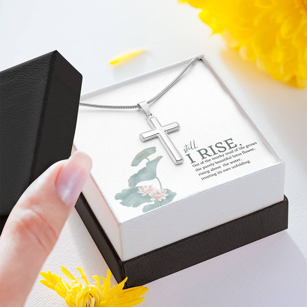 Stunningly Simple Cross | Friend Gift | Inspirational Still I Rise Cross Necklace - BespokeBliss