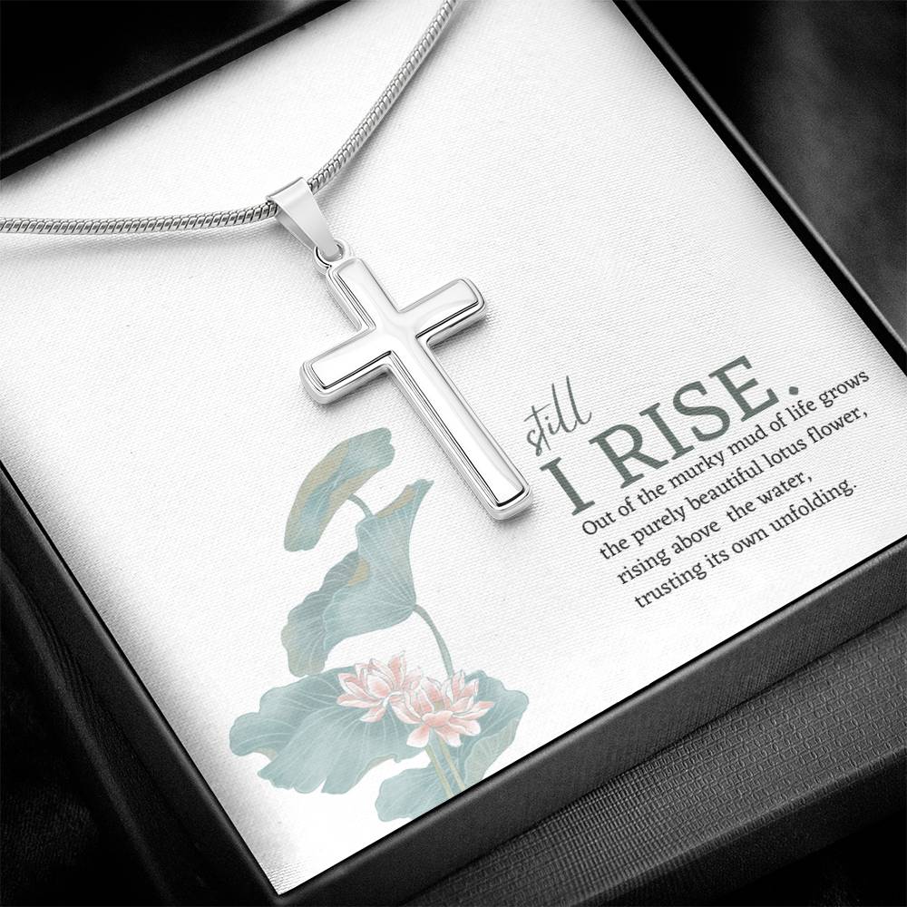 Stunningly Simple Cross | Friend Gift | Inspirational Still I Rise Cross Necklace - BespokeBliss