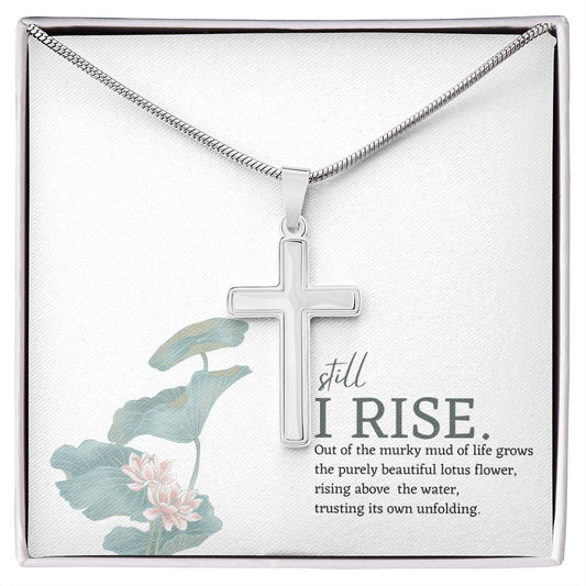 Stunningly Simple Cross | Friend Gift | Inspirational Still I Rise Cross Necklace - BespokeBliss