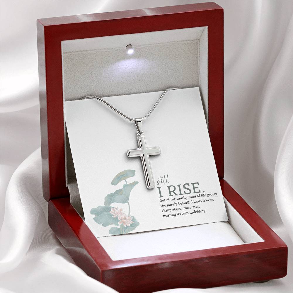 Stunningly Simple Cross | Friend Gift | Inspirational Still I Rise Cross Necklace - BespokeBliss