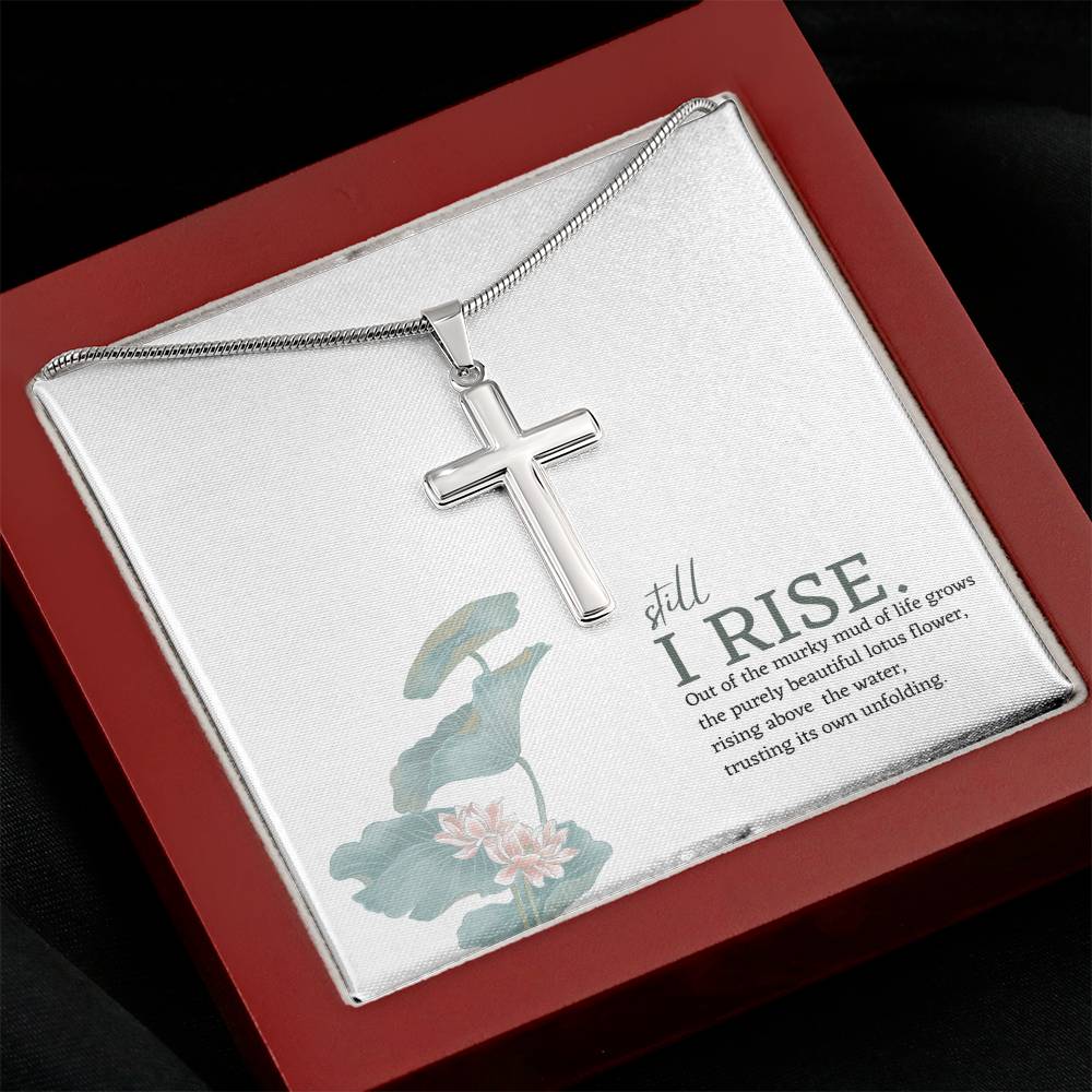 Stunningly Simple Cross | Friend Gift | Inspirational Still I Rise Cross Necklace - BespokeBliss