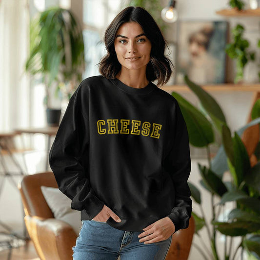 CHEESE University Style Logo Sweatshirt, Unisex Crewneck Sweatshirt