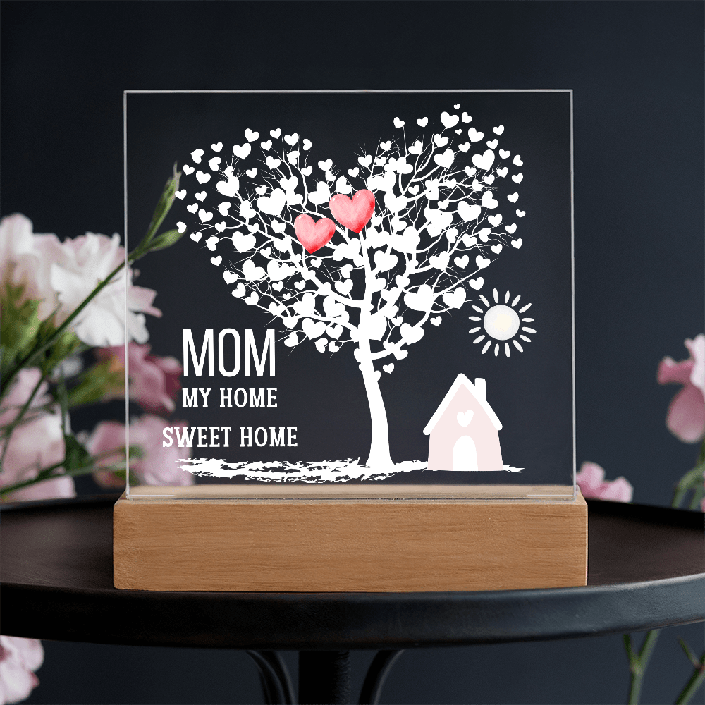 Heart Tree Acrylic Plaque Gift, LED Sign for Mom, Home Décor, Light Up Plaque, Custom Gift for Mother's Day, LED Night Light