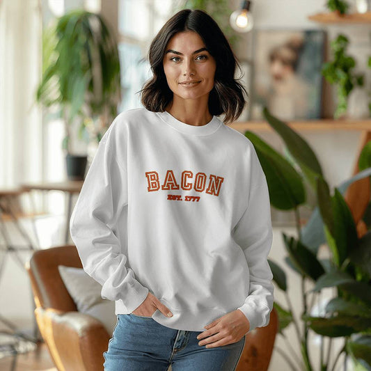 Bacon Gildan 18000 Unisex Crewneck Sweatshirt Front Print