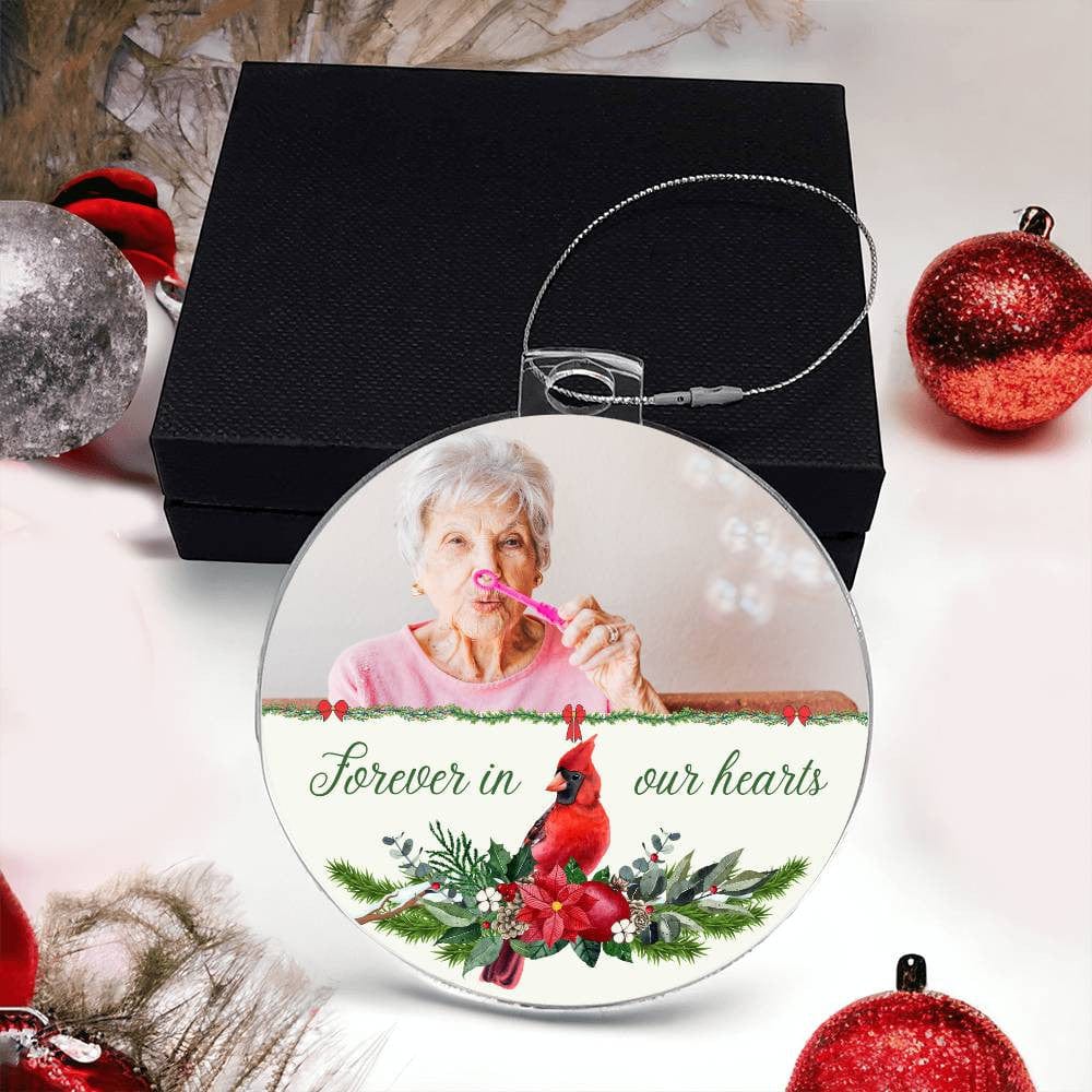 Personalized Acrylic Memorial Ornament Plaque | Forever In Our Hearts