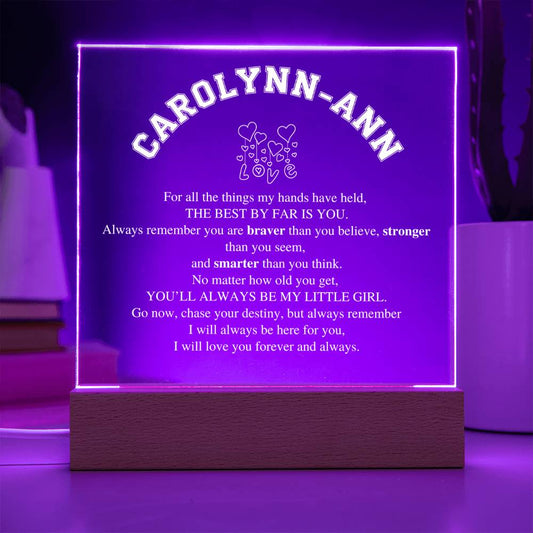 Personalized Daughter Gift, Square Acrylic LED Nightlight
