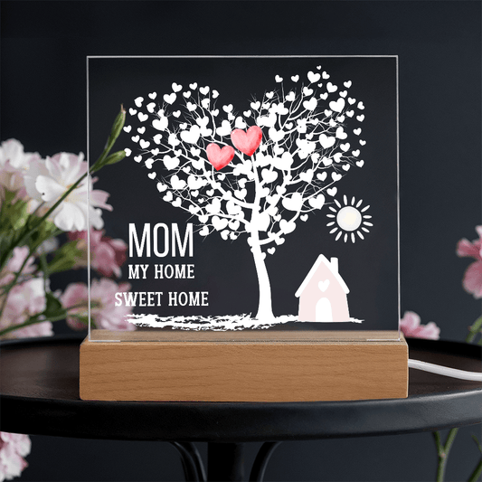 Heart Tree Acrylic Plaque Gift, LED Sign for Mom, Home Décor, Light Up Plaque, Custom Gift for Mother's Day, LED Night Light